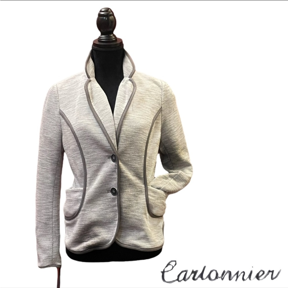 Anthropologie Cartonnier Knit Blazer Jacket Medium Grey Womens Medium